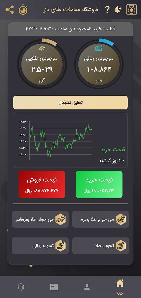 صفحه اصلی اپلیکیشن بازر
